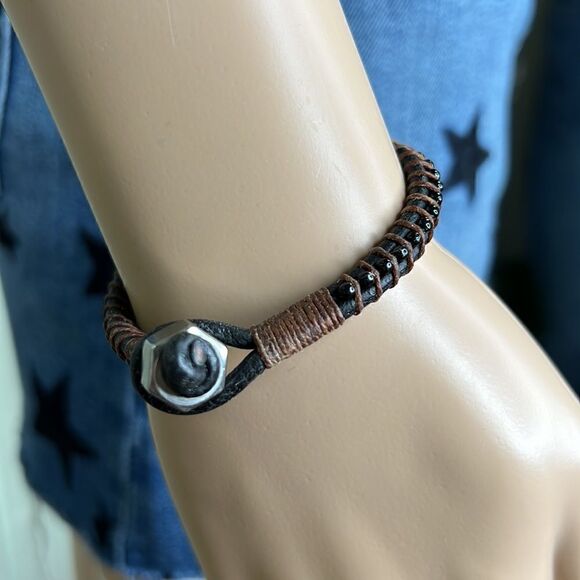 7#11 Leather Handcrafted Bracelet 7” - Picture 1 of 5